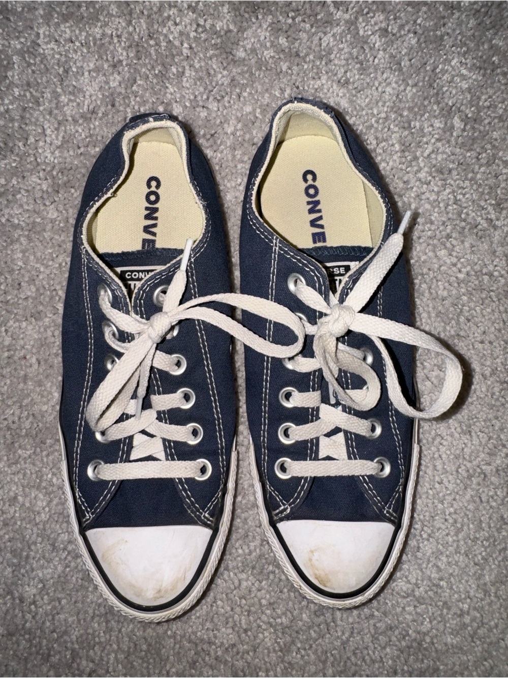 Converse Men Navy and White Low-Top Canvas Sneakers